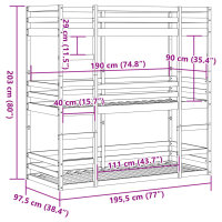 vidaXL Dreifach-Etagenbett 90x190 cm Massivholz Kiefer