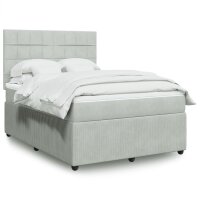 vidaXL Boxspringbett mit Matratze Hellgrau 140x190 cm Samt