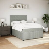 vidaXL Boxspringbett mit Matratze Hellgrau 140x190 cm Samt