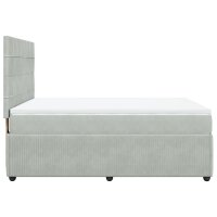 vidaXL Boxspringbett mit Matratze Hellgrau 140x190 cm Samt