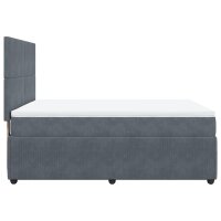 vidaXL Boxspringbett mit Matratze Dunkelgrau 140x190 cm Samt