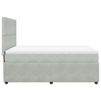 vidaXL Boxspringbett mit Matratze Hellgrau 160x200 cm Samt