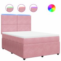 vidaXL Boxspringbett mit Matratze Rosa 160x200 cm Samt