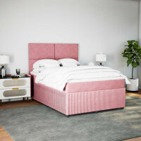 vidaXL Boxspringbett mit Matratze Rosa 160x200 cm Samt