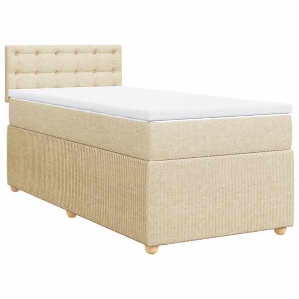 vidaXL Boxspringbett mit Matratze Creme 90x190 cm Stoff