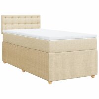 vidaXL Boxspringbett mit Matratze Creme 90x190 cm Stoff