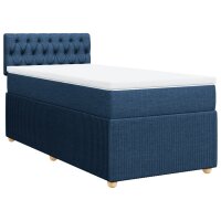 vidaXL Boxspringbett mit Matratze Blau 90x190 cm Stoff