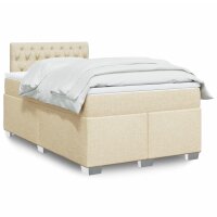 vidaXL Boxspringbett mit Matratze Creme 120x190 cm Stoff