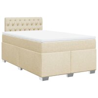 vidaXL Boxspringbett mit Matratze Creme 120x190 cm Stoff