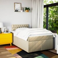 vidaXL Boxspringbett mit Matratze Creme 120x190 cm Stoff