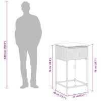 vidaXL 5-tlg. Gartenbar-Set mit Kissen Grau Poly Rattan