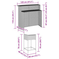 vidaXL 5-tlg. Gartenbar-Set mit Kissen Braun Poly Rattan