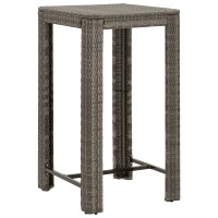 vidaXL 5-tlg. Gartenbar-Set mit Kissen Grau Poly Rattan