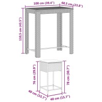 vidaXL 7-tlg. Gartenbar-Set mit Kissen Braun Poly Rattan