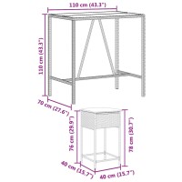 vidaXL 5-tlg. Gartenbar-Set mit Kissen Braun Poly Rattan