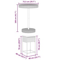 vidaXL 5-tlg. Gartenbar-Set mit Kissen Grau Poly Rattan