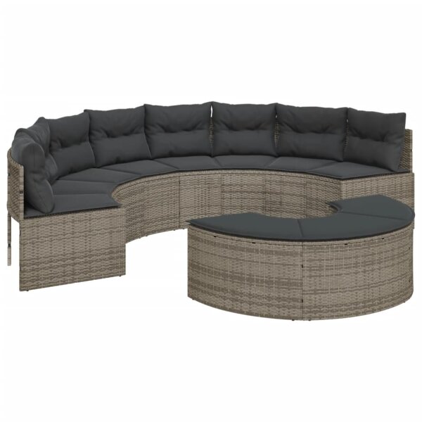 vidaXL 2-tlg. Garten-Sofagarnitur Halbrund Grau Poly Rattan