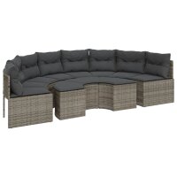 vidaXL 2-tlg. Garten-Sofagarnitur Halbrund Grau Poly Rattan