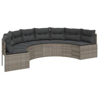 vidaXL 2-tlg. Garten-Sofagarnitur Halbrund Grau Poly Rattan