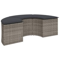 vidaXL 2-tlg. Garten-Sofagarnitur Halbrund Grau Poly Rattan