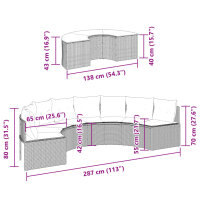 vidaXL 2-tlg. Garten-Sofagarnitur Halbrund Grau Poly Rattan