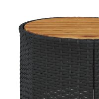 vidaXL Gartensofa mit Tisch und Kissen Rund Schwarz Poly-Rattan