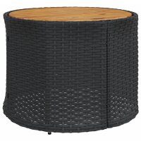 vidaXL Gartensofa mit Tisch und Kissen Rund Schwarz Poly-Rattan