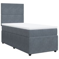 vidaXL Boxspringbett mit Matratze Dunkelgrau 100x200 cm Samt