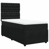 vidaXL Boxspringbett mit Matratze Schwarz 90x190 cm Samt