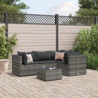 vidaXL 5-tlg. Garten-Lounge-Set mit Kissen Grau Poly Rattan