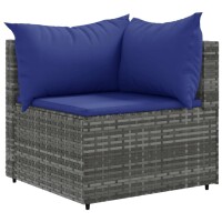 vidaXL 7-tlg. Garten-Lounge-Set mit Kissen Grau Poly Rattan