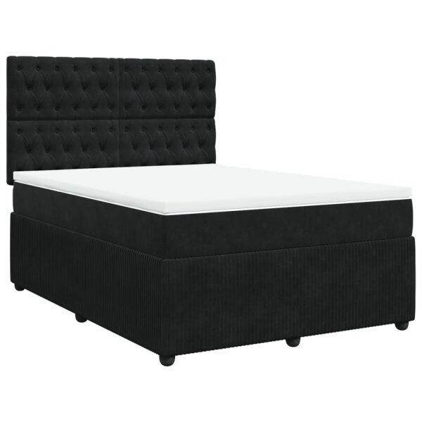 vidaXL Boxspringbett mit Matratze Schwarz 160x200 cm Samt