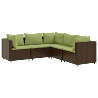 vidaXL 5-tlg. Garten-Lounge-Set mit Kissen Braun Poly Rattan