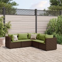 vidaXL 5-tlg. Garten-Lounge-Set mit Kissen Braun Poly Rattan