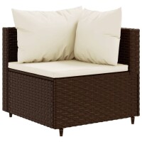 vidaXL 5-tlg. Garten-Lounge-Set mit Kissen Braun Poly Rattan