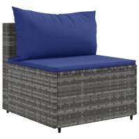 vidaXL 6-tlg. Garten-Lounge-Set mit Kissen Grau Poly Rattan