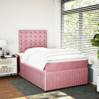 vidaXL Boxspringbett mit Matratze Rosa 120x200 cm Samt