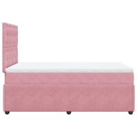 vidaXL Boxspringbett mit Matratze Rosa 120x200 cm Samt