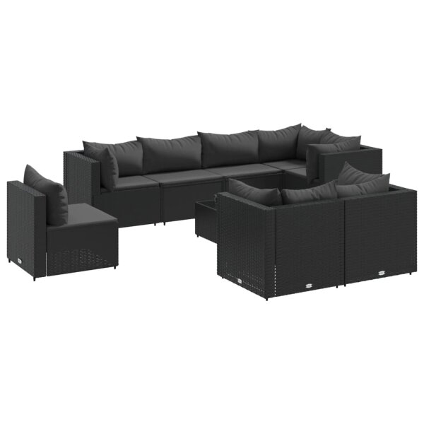 vidaXL 9-tlg. Garten-Lounge-Set mit Kissen Schwarz Poly Rattan