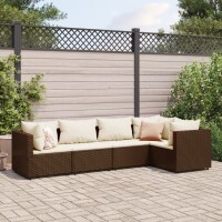 vidaXL 5-tlg. Garten-Lounge-Set mit Kissen Braun Poly Rattan