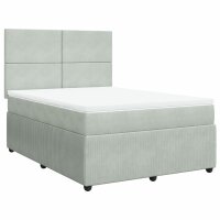 vidaXL Boxspringbett mit Matratze Hellgrau 140x200 cm Samt