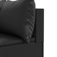 vidaXL 7-tlg. Garten-Lounge-Set mit Kissen Schwarz Poly Rattan