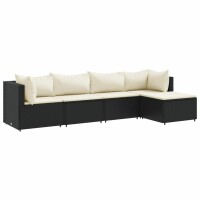 vidaXL 5-tlg. Garten-Lounge-Set mit Kissen Schwarz Poly...