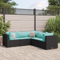 vidaXL 5-tlg. Garten-Lounge-Set mit Kissen Schwarz Poly...