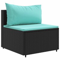 vidaXL 5-tlg. Garten-Lounge-Set mit Kissen Schwarz Poly Rattan