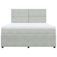 vidaXL Boxspringbett mit Matratze Hellgrau 180x200 cm Samt