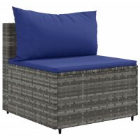 vidaXL 11-tlg. Garten-Lounge-Set mit Kissen Grau Poly Rattan