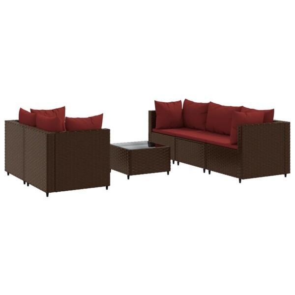 vidaXL 6-tlg. Garten-Lounge-Set mit Kissen Braun Poly Rattan