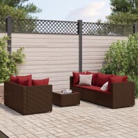 vidaXL 6-tlg. Garten-Lounge-Set mit Kissen Braun Poly Rattan