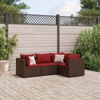 vidaXL 4-tlg. Garten-Lounge-Set mit Kissen Braun Poly Rattan